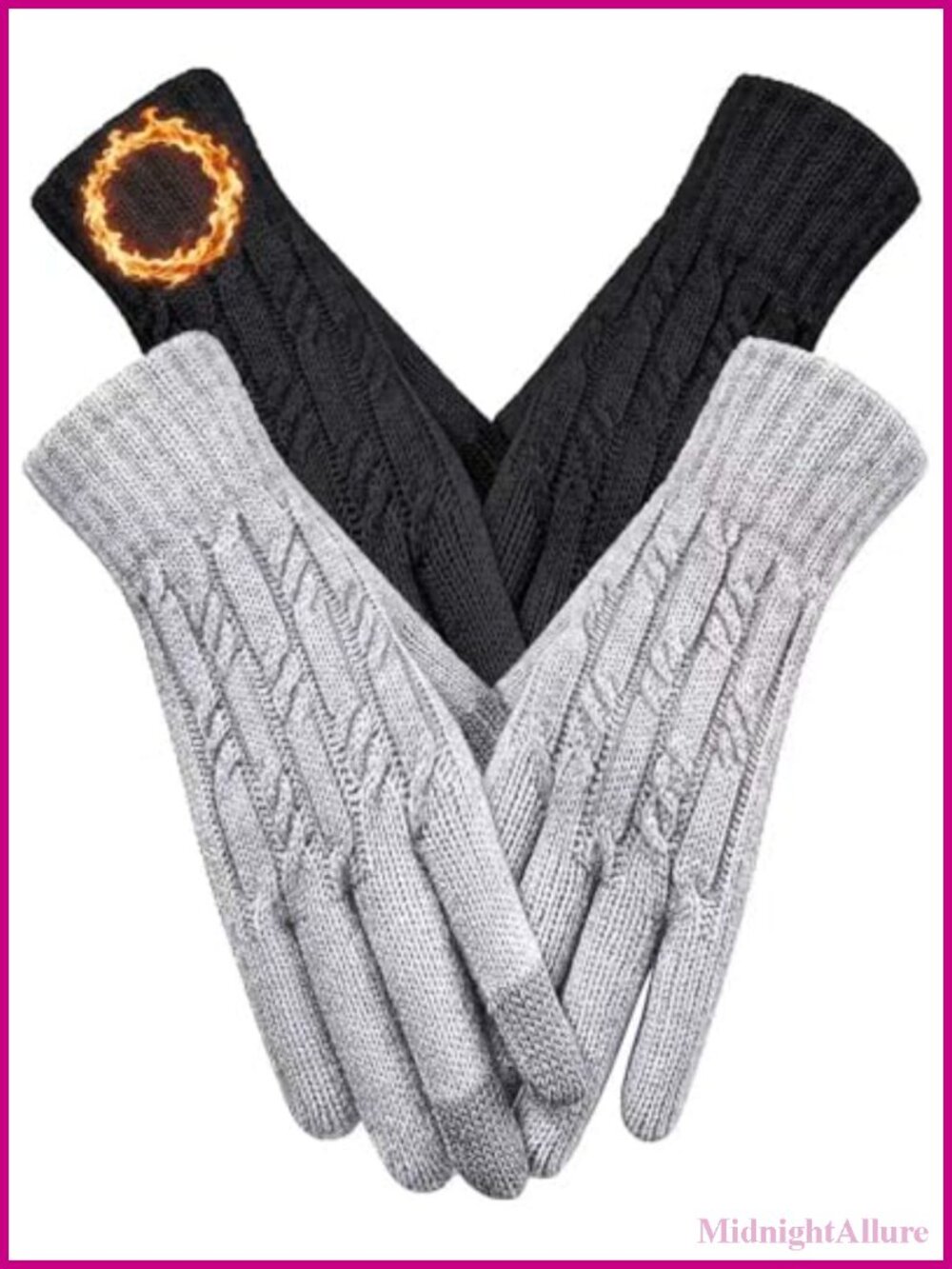 2 Pairs Winter Gloves for Women Touch Screen Warm Knit Thermal Fleece Lined